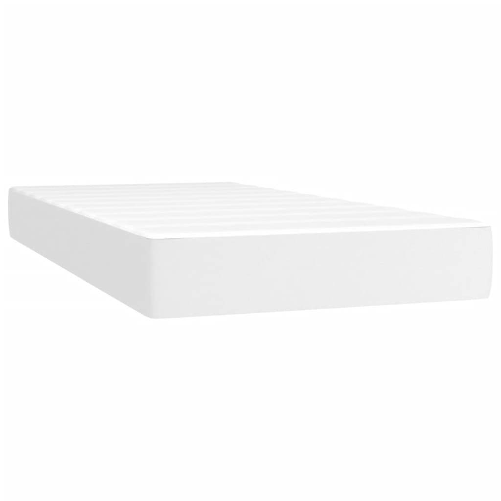 vidaXL Κρεβάτι Boxspring με Στρώμα Λευκό 200x200 εκ. Συνθετικό Δέρμα