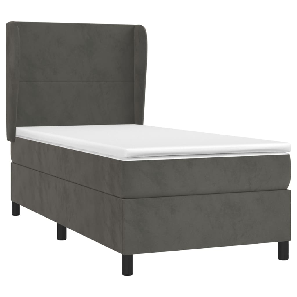 vidaXL Κρεβάτι Boxspring με Στρώμα Σκούρο Γκρι 80x200 εκ. Βελούδινο
