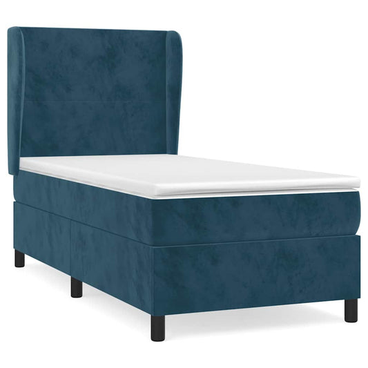 vidaXL Κρεβάτι Boxspring με Στρώμα Σκούρο Μπλε 80 x 200 εκ. Βελούδινο