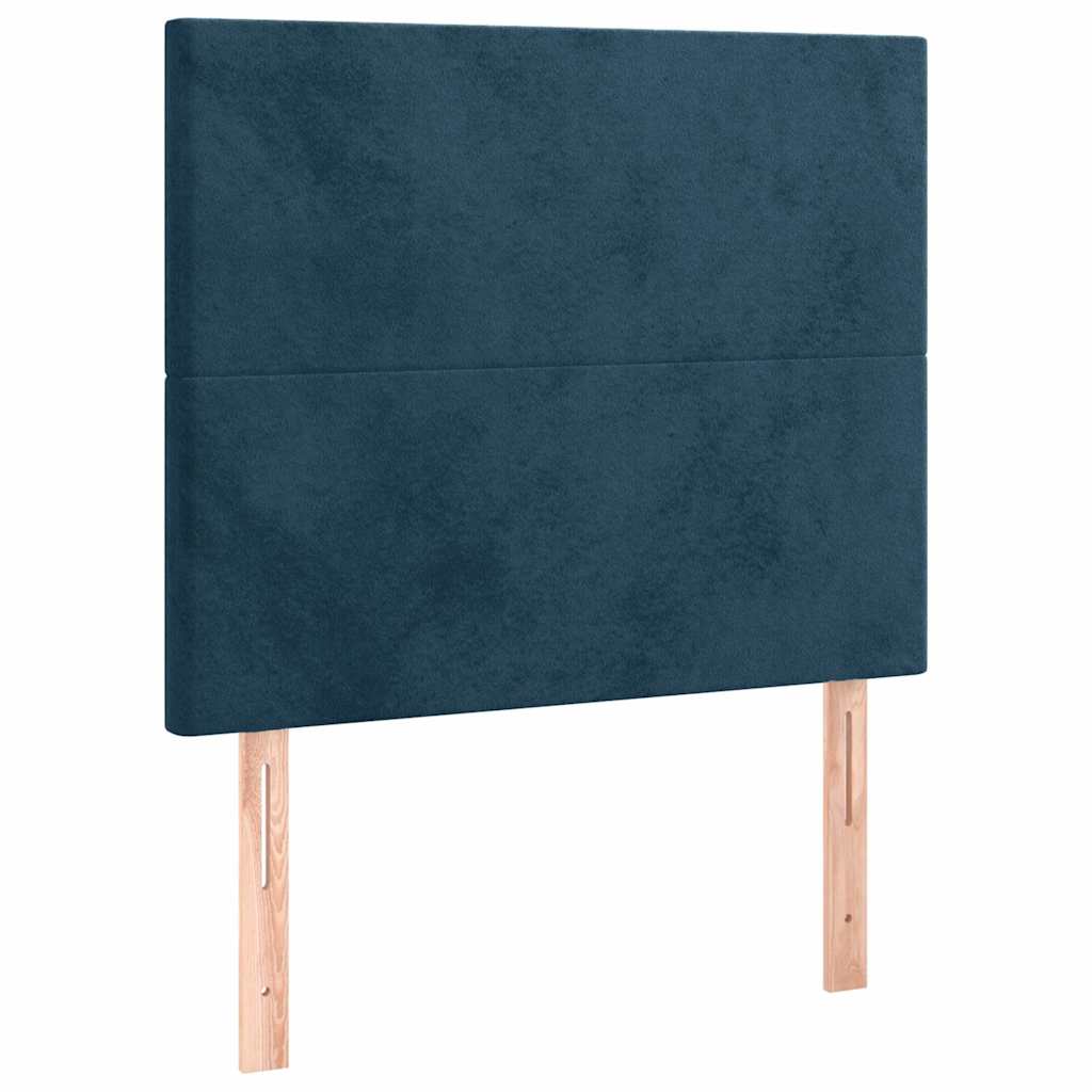 vidaXL Κρεβάτι Boxspring με Στρώμα Σκούρο Μπλε 90x190 εκ. Βελούδινο