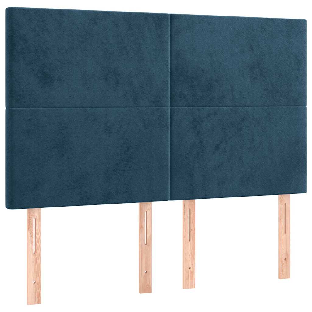 vidaXL Κρεβάτι Boxspring με Στρώμα Σκούρο Μπλε 140x200 εκ. Βελούδινο