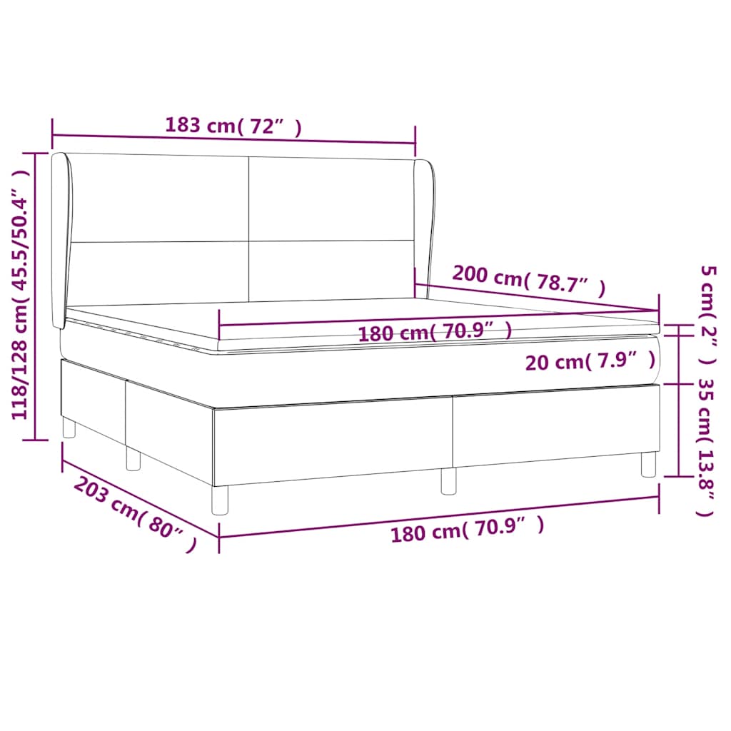 vidaXL Κρεβάτι Boxspring με Στρώμα Σκούρο Μπλε 180x200 εκ. Βελούδινο