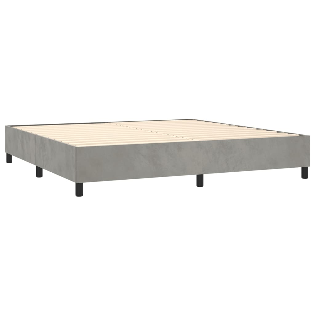 vidaXL Κρεβάτι Boxspring με Στρώμα Ανοιχτό Γκρι 200x200 εκ. Βελούδινο