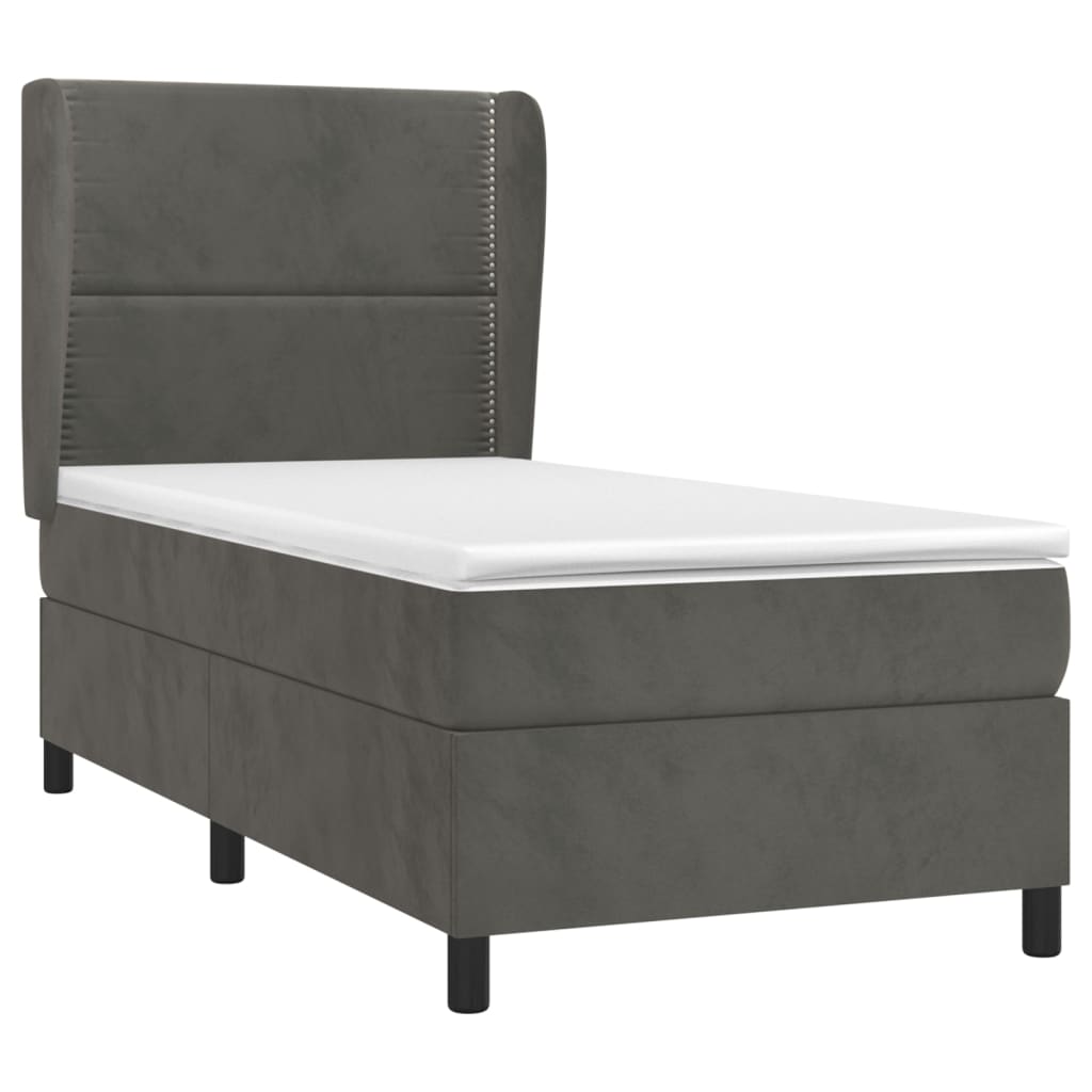 vidaXL Κρεβάτι Boxspring με Στρώμα Σκούρο Γκρι 80x200 εκ. Βελούδινο