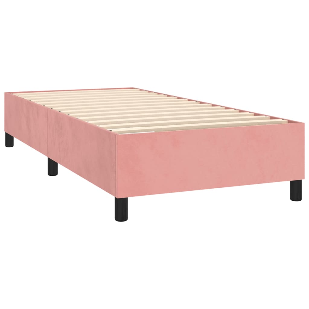 vidaXL Κρεβάτι Boxspring με Στρώμα Ροζ 90x200 εκ. Βελούδινο