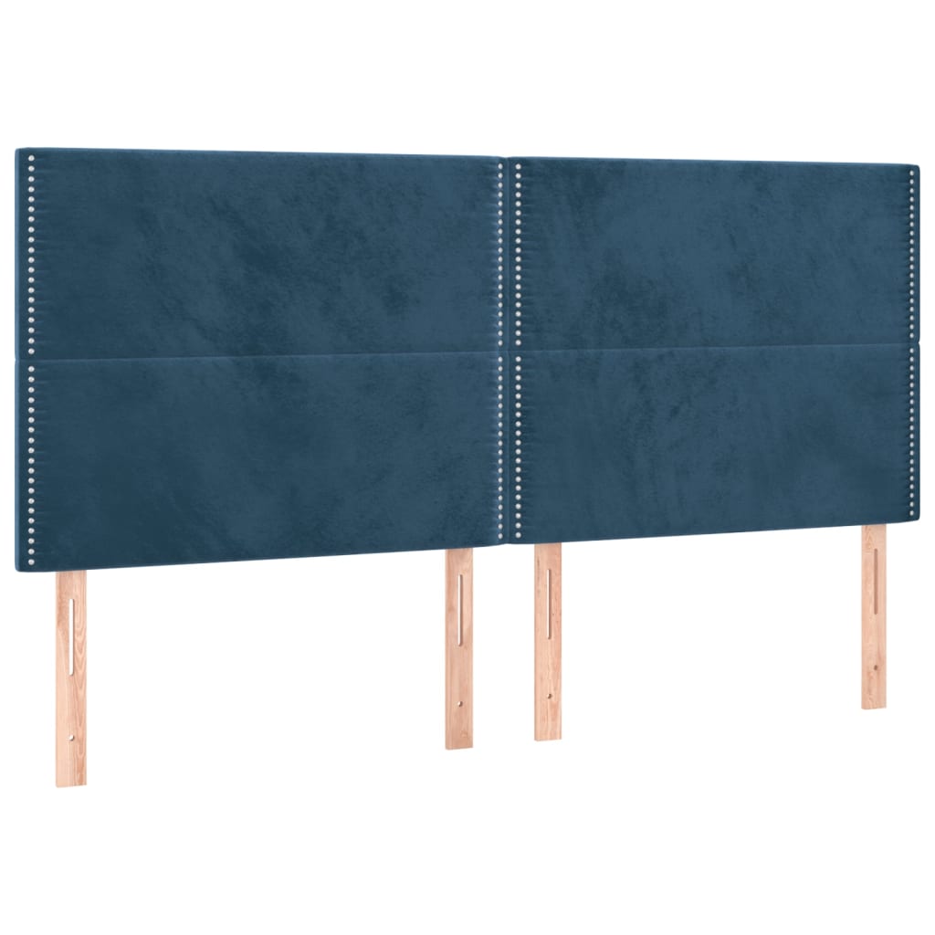 vidaXL Κρεβάτι Boxspring με Στρώμα Σκούρο Μπλε 200x200 εκ. Βελούδινο