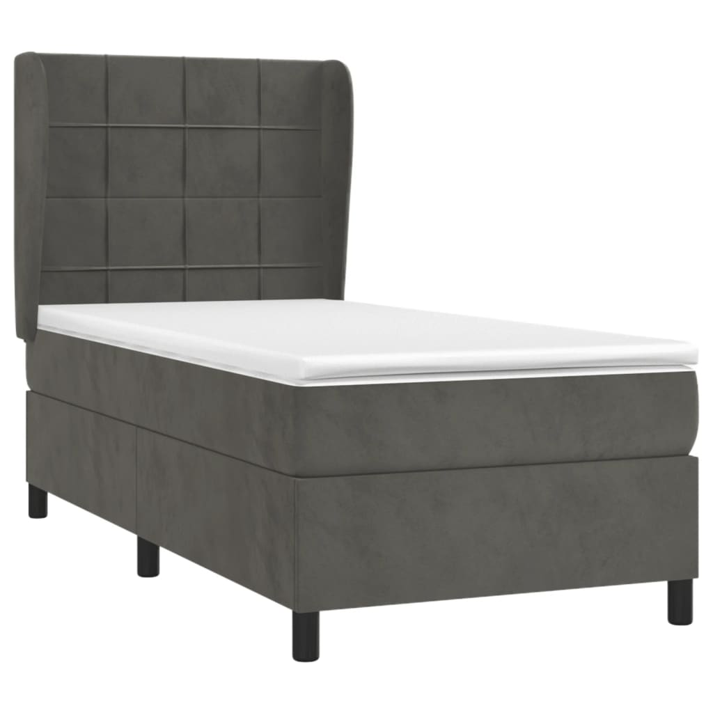vidaXL Κρεβάτι Boxspring με Στρώμα Σκούρο Γκρι 80x200 εκ. Βελούδινο