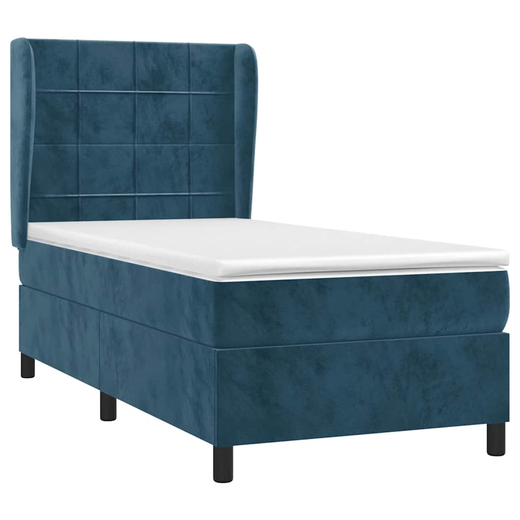 vidaXL Κρεβάτι Boxspring με Στρώμα Σκούρο Μπλε 80 x 200 εκ. Βελούδινο