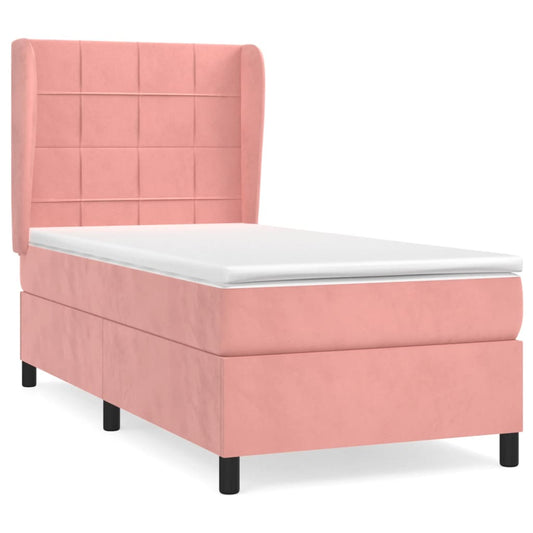 vidaXL Κρεβάτι Boxspring με Στρώμα Ροζ 80 x 200 εκ. Βελούδινο