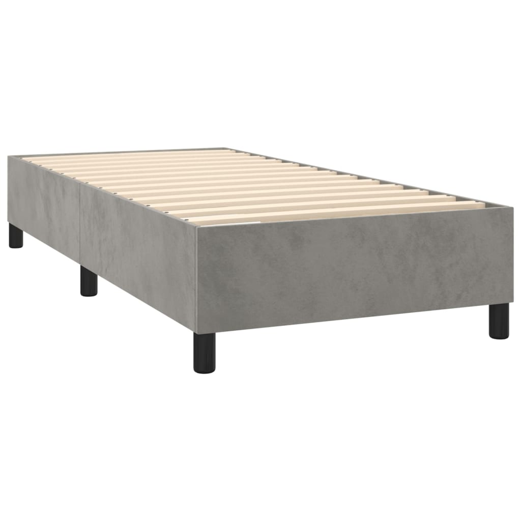 vidaXL Κρεβάτι Boxspring με Στρώμα Ανοιχτό Γκρι 90x200 εκ. Βελούδινο