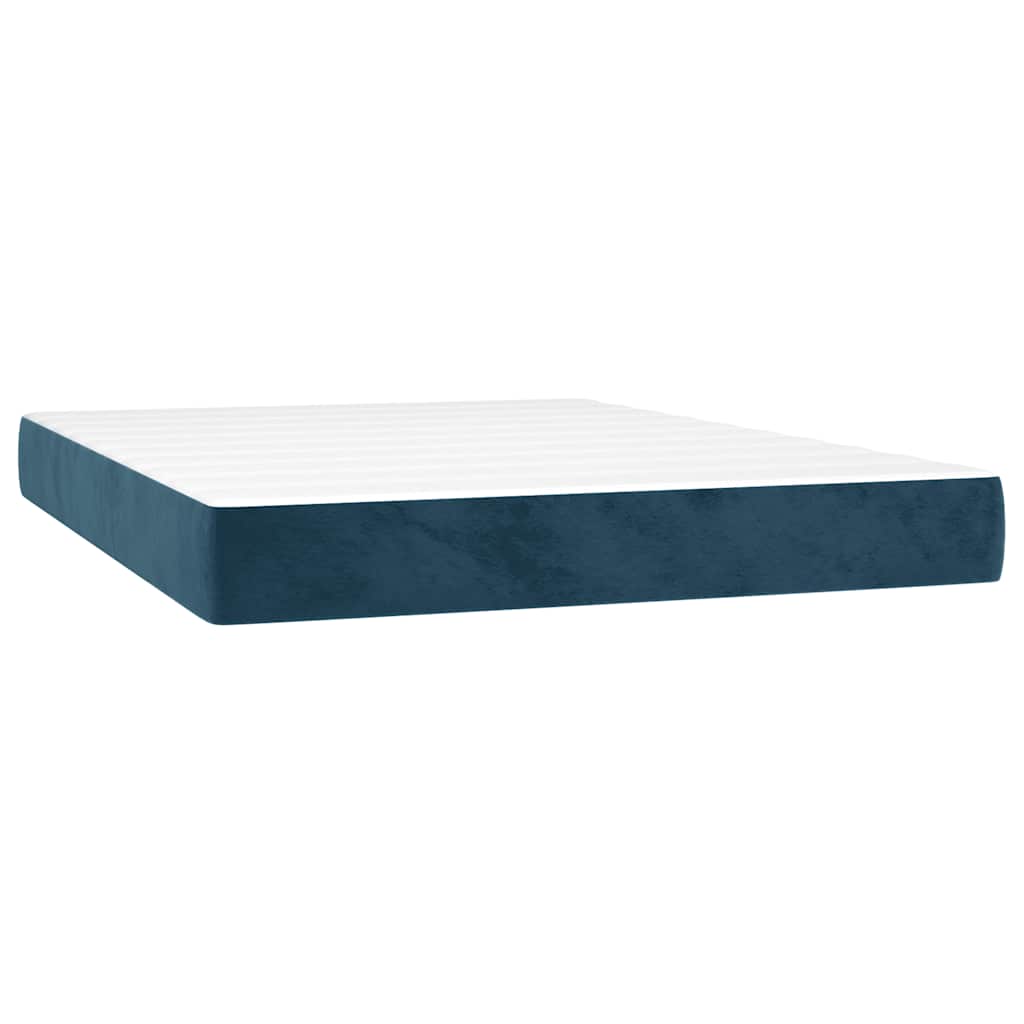 vidaXL Κρεβάτι Boxspring με Στρώμα Σκούρο Μπλε 140x200 εκ. Βελούδινο