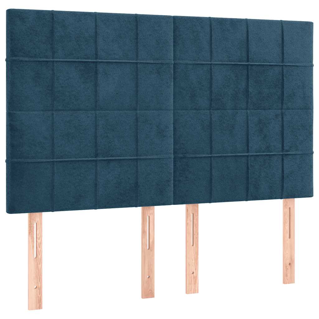vidaXL Κρεβάτι Boxspring με Στρώμα Σκούρο Μπλε 140x200 εκ. Βελούδινο