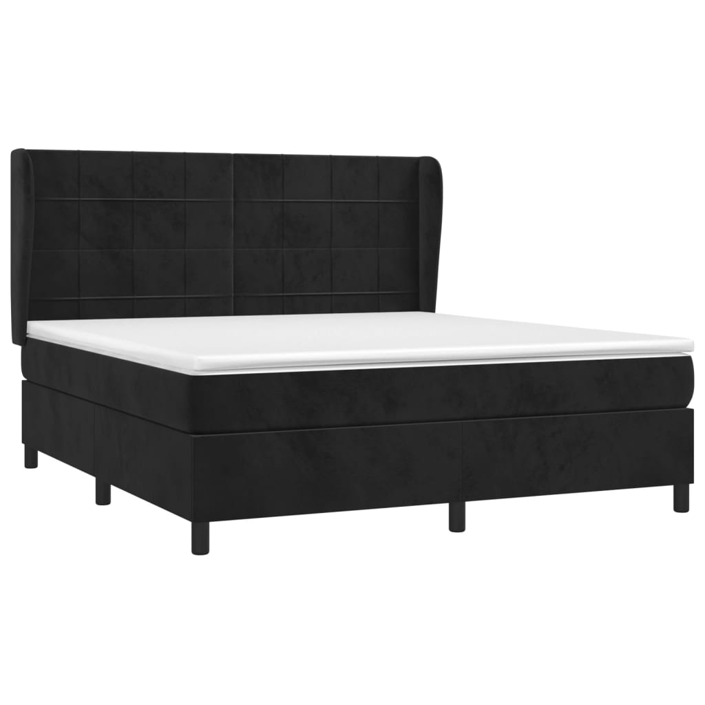 vidaXL Κρεβάτι Boxspring με Στρώμα Μαύρο 160x200 εκ. Βελούδινο