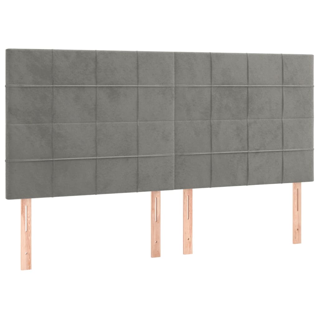 vidaXL Κρεβάτι Boxspring με Στρώμα Ανοιχτό Γκρι 200x200 εκ. Βελούδινο