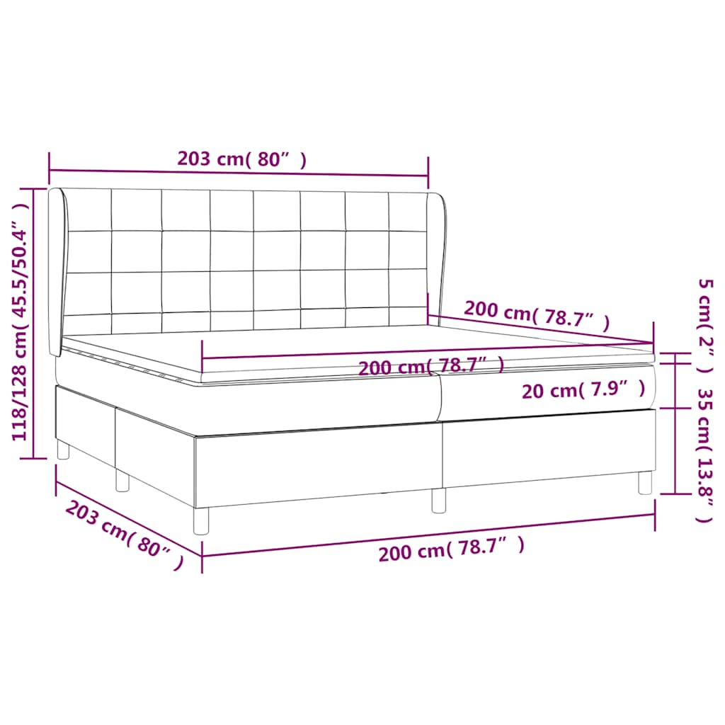vidaXL Κρεβάτι Boxspring με Στρώμα Σκούρο Μπλε 200x200 εκ. Βελούδινο