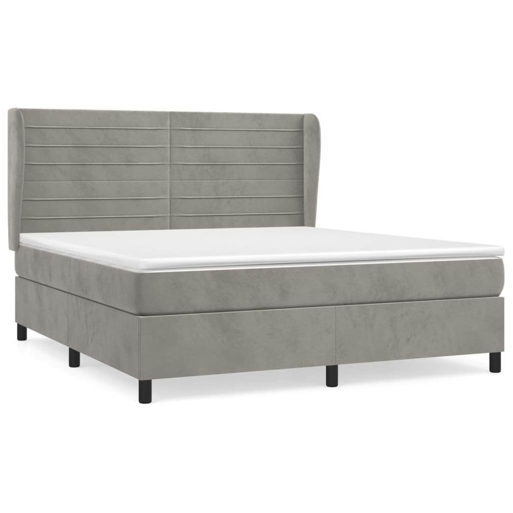 vidaXL Κρεβάτι Boxspring με Στρώμα Ανοιχτό Γκρι 160x200 εκ. Βελούδινο