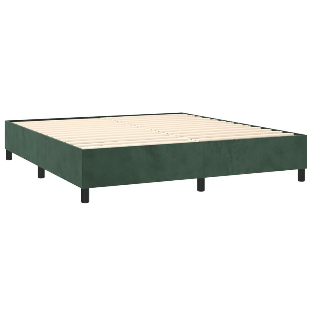 vidaXL Κρεβάτι Boxspring με Στρώμα Σκούρο Πράσινο 180x200εκ. Βελούδινο