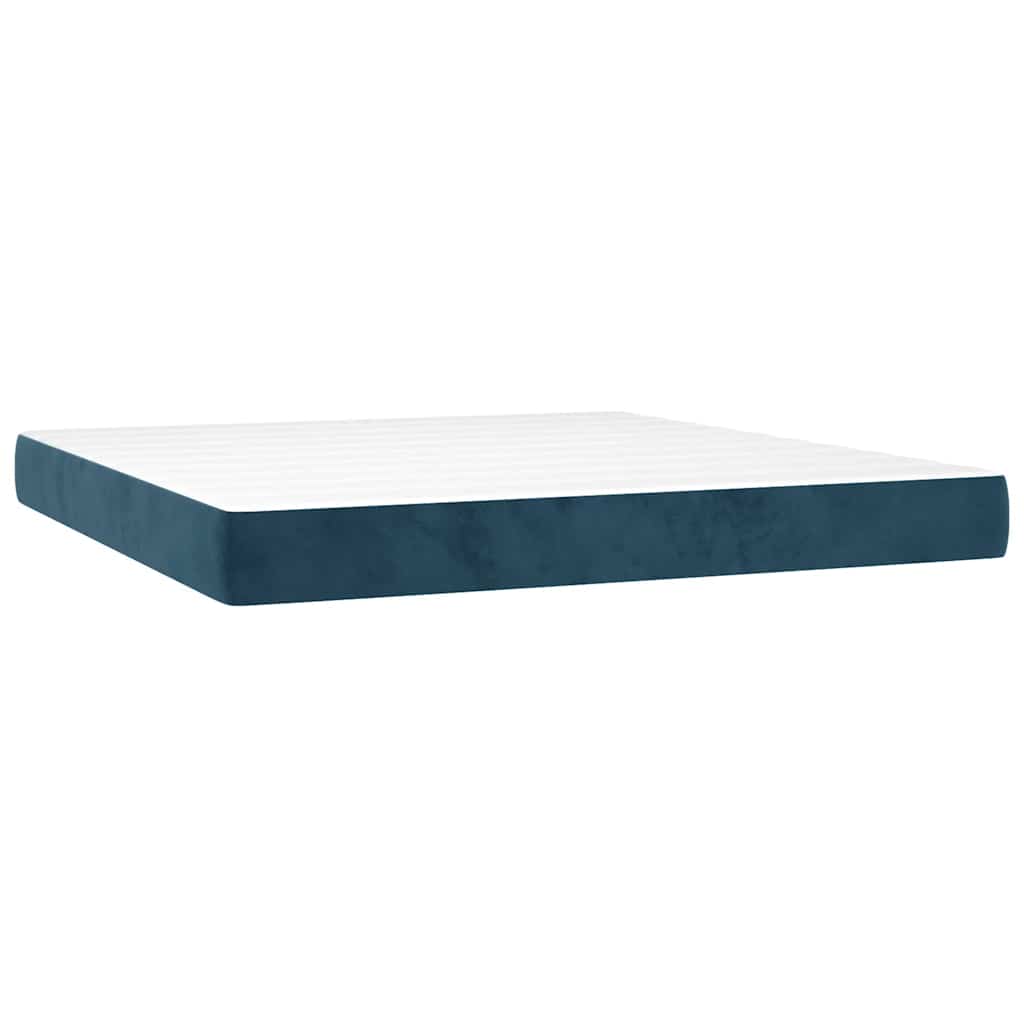 vidaXL Κρεβάτι Boxspring με Στρώμα Σκούρο Μπλε 180x200 εκ. Βελούδινο