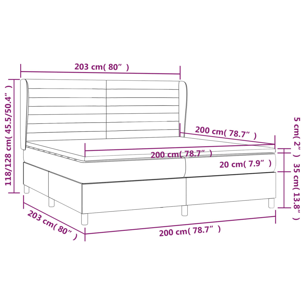 vidaXL Κρεβάτι Boxspring με Στρώμα Ανοιχτό Γκρι 200x200 εκ. Βελούδινο
