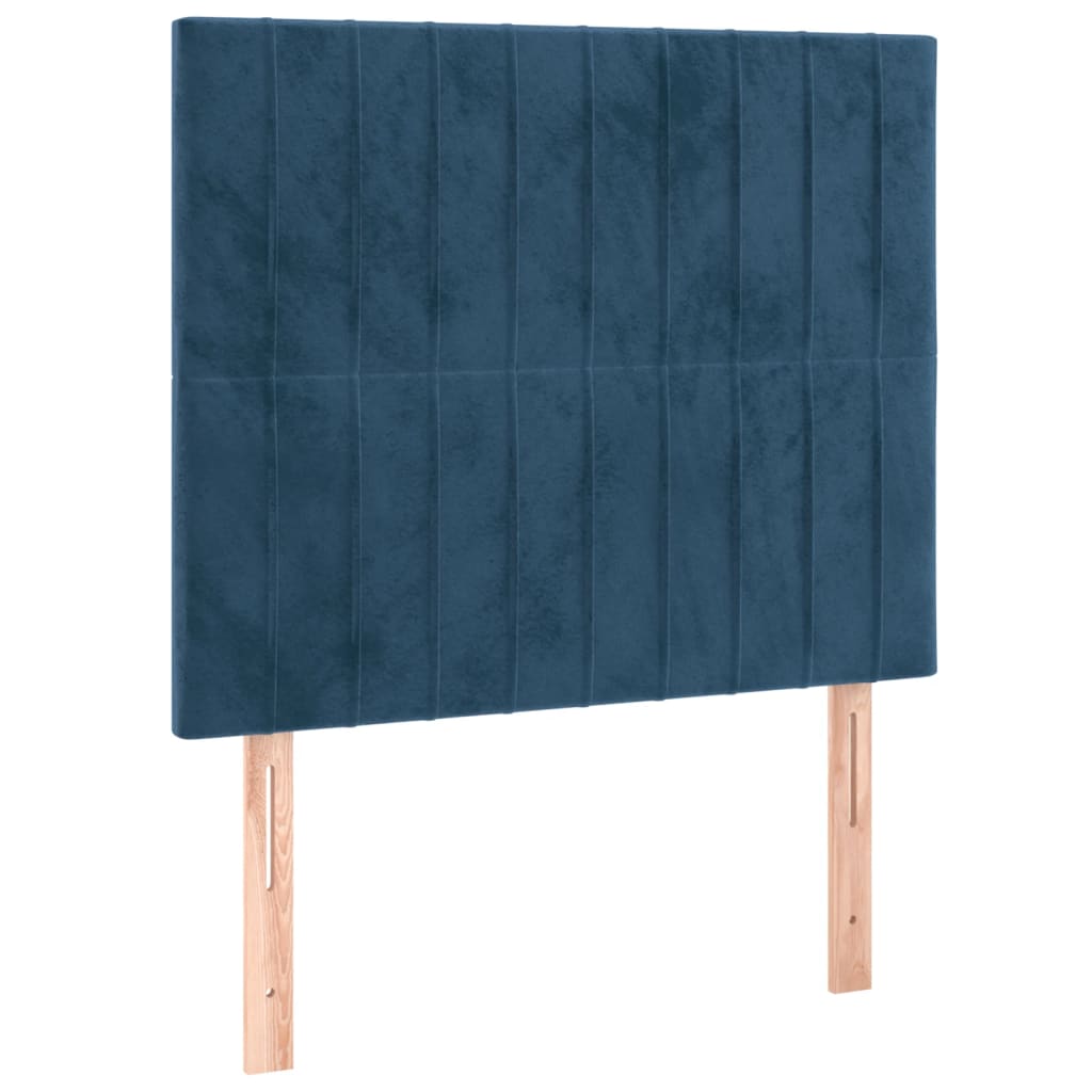 vidaXL Κρεβάτι Boxspring με Στρώμα Σκούρο Μπλε 90x190 εκ. Βελούδινο