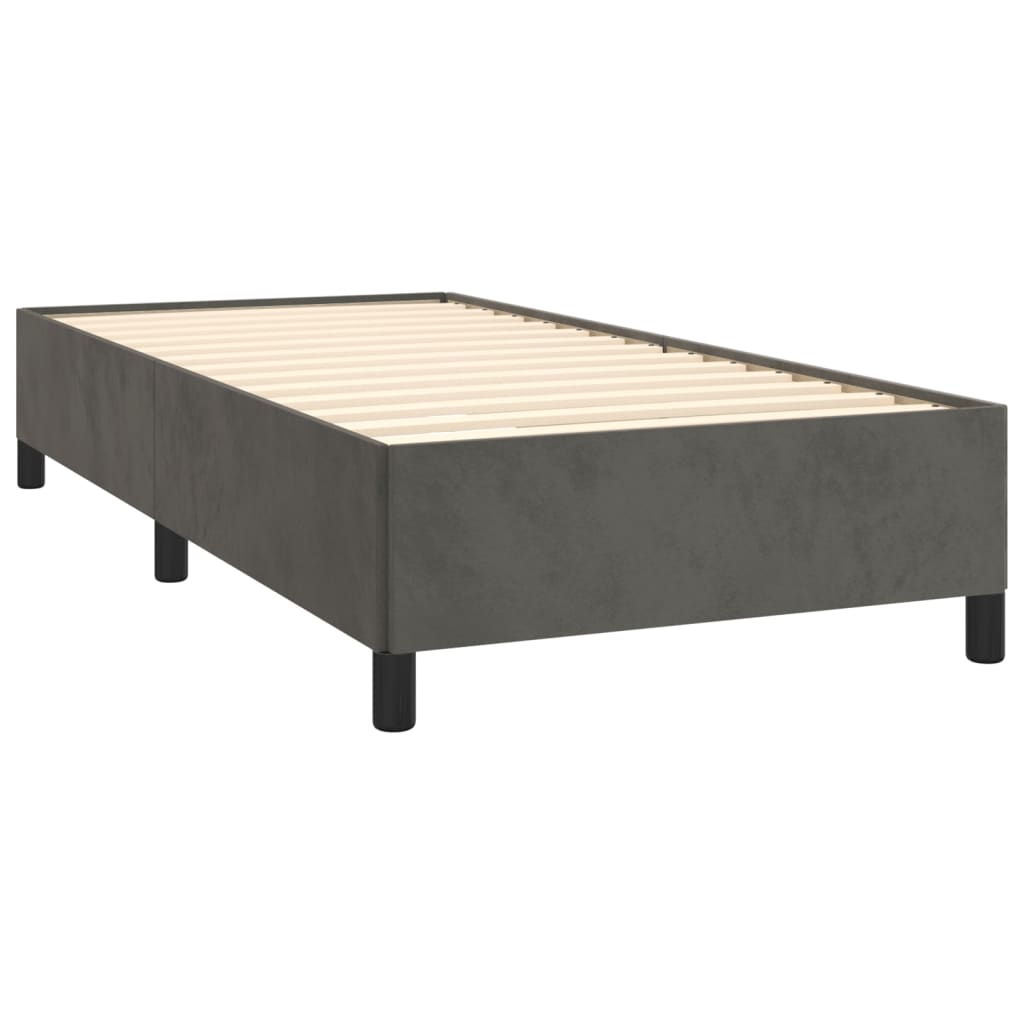 vidaXL Κρεβάτι Boxspring με Στρώμα Σκούρο Γκρι 90x200 εκ. Βελούδινο
