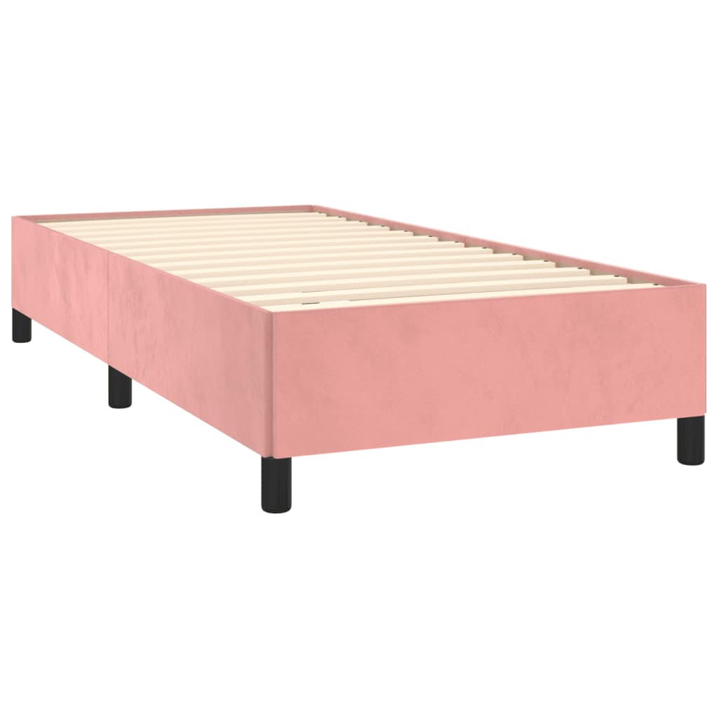 vidaXL Κρεβάτι Boxspring με Στρώμα Ροζ 90x200 εκ. Βελούδινο