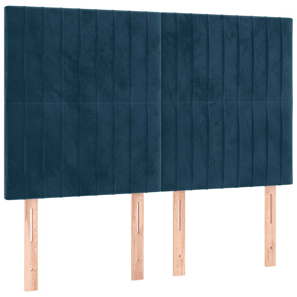 vidaXL Κρεβάτι Boxspring με Στρώμα Σκούρο Μπλε 140x200 εκ. Βελούδινο