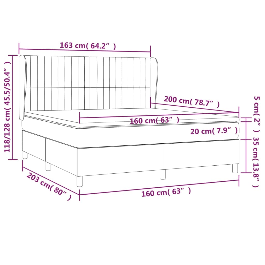 vidaXL Κρεβάτι Boxspring με Στρώμα Ανοιχτό Γκρι 160x200 εκ. Βελούδινο