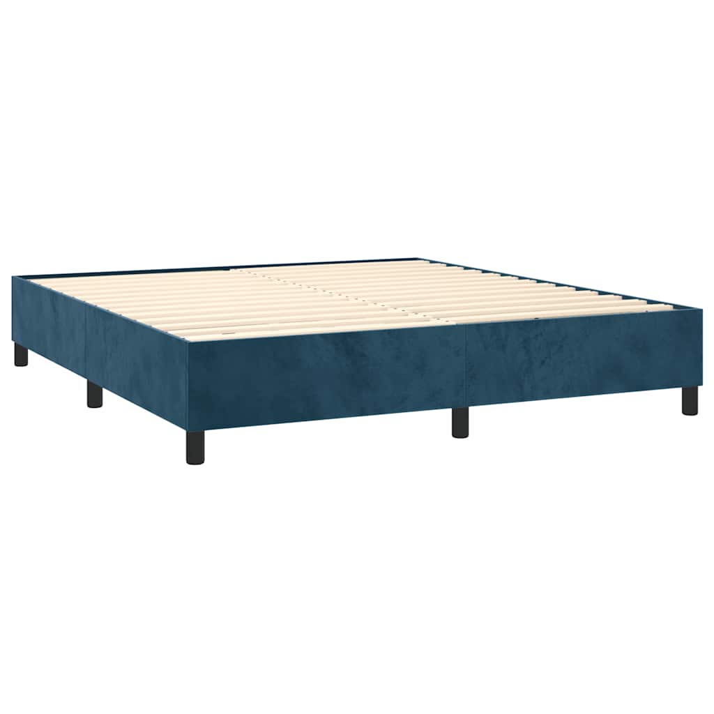 vidaXL Κρεβάτι Boxspring με Στρώμα Σκούρο Μπλε 160x200 εκ. Βελούδινο