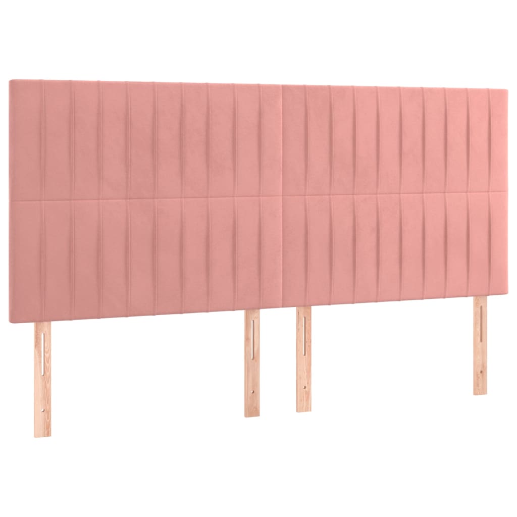 vidaXL Κρεβάτι Boxspring με Στρώμα Ροζ 160x200 εκ. Βελούδινο
