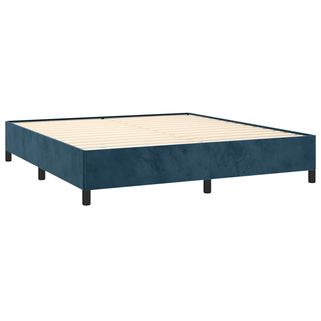 vidaXL Κρεβάτι Boxspring με Στρώμα Σκούρο Μπλε 180x200 εκ. Βελούδινο