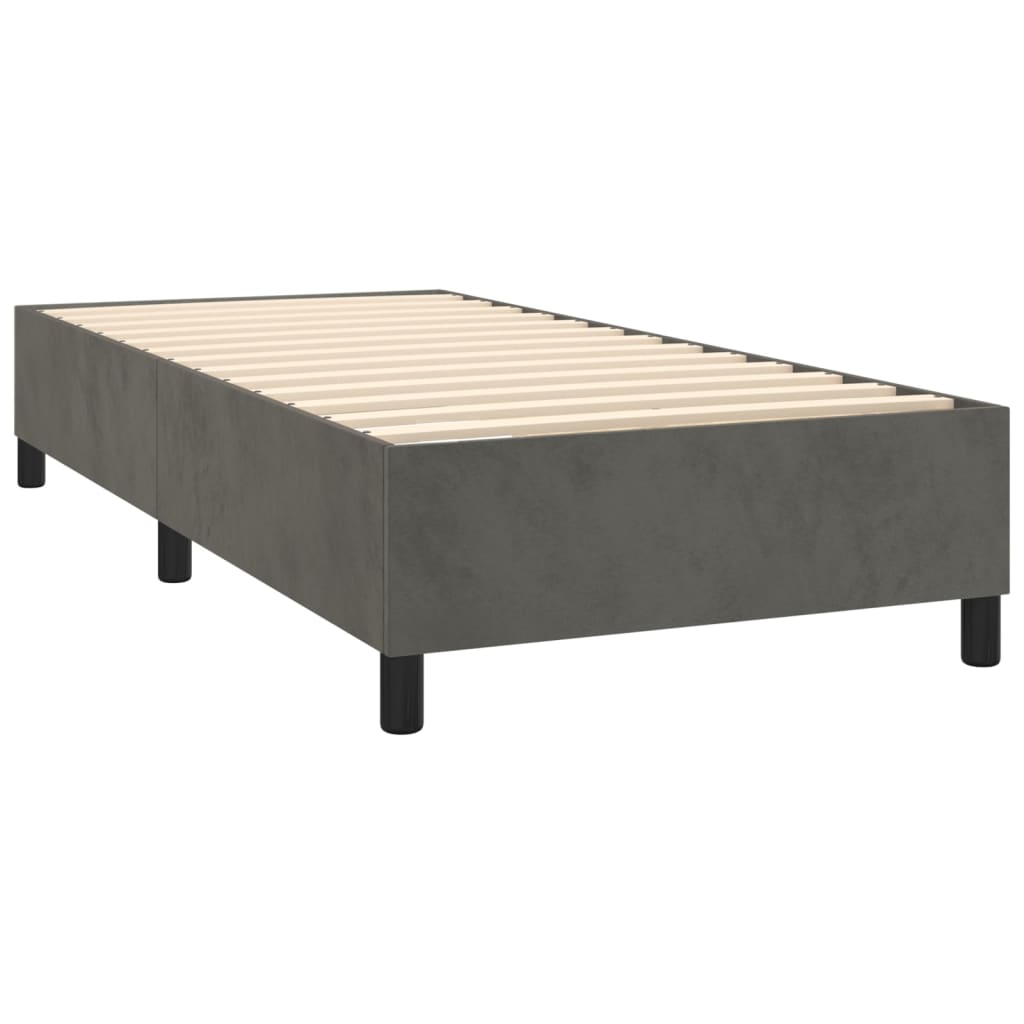 vidaXL Κρεβάτι Boxspring με Στρώμα Σκούρο Γκρι 80x200 εκ. Βελούδινο