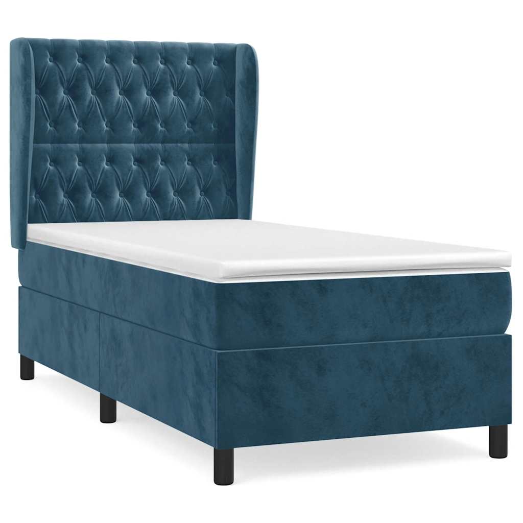 vidaXL Κρεβάτι Boxspring με Στρώμα Σκούρο Μπλε 80 x 200 εκ. Βελούδινο