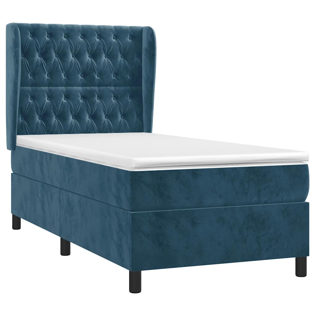 vidaXL Κρεβάτι Boxspring με Στρώμα Σκούρο Μπλε 80 x 200 εκ. Βελούδινο