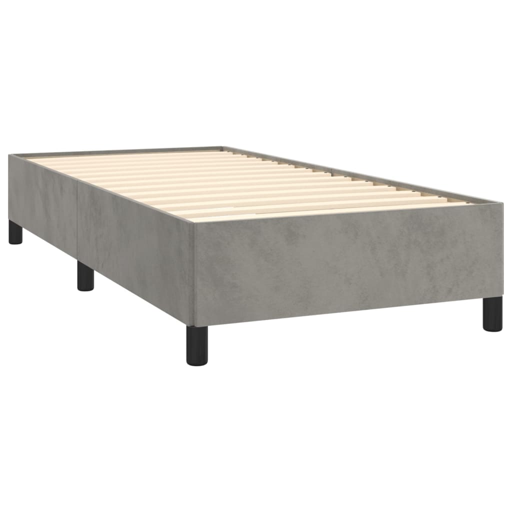 vidaXL Κρεβάτι Boxspring με Στρώμα Ανοιχτό Γκρι 90x200 εκ. Βελούδινο