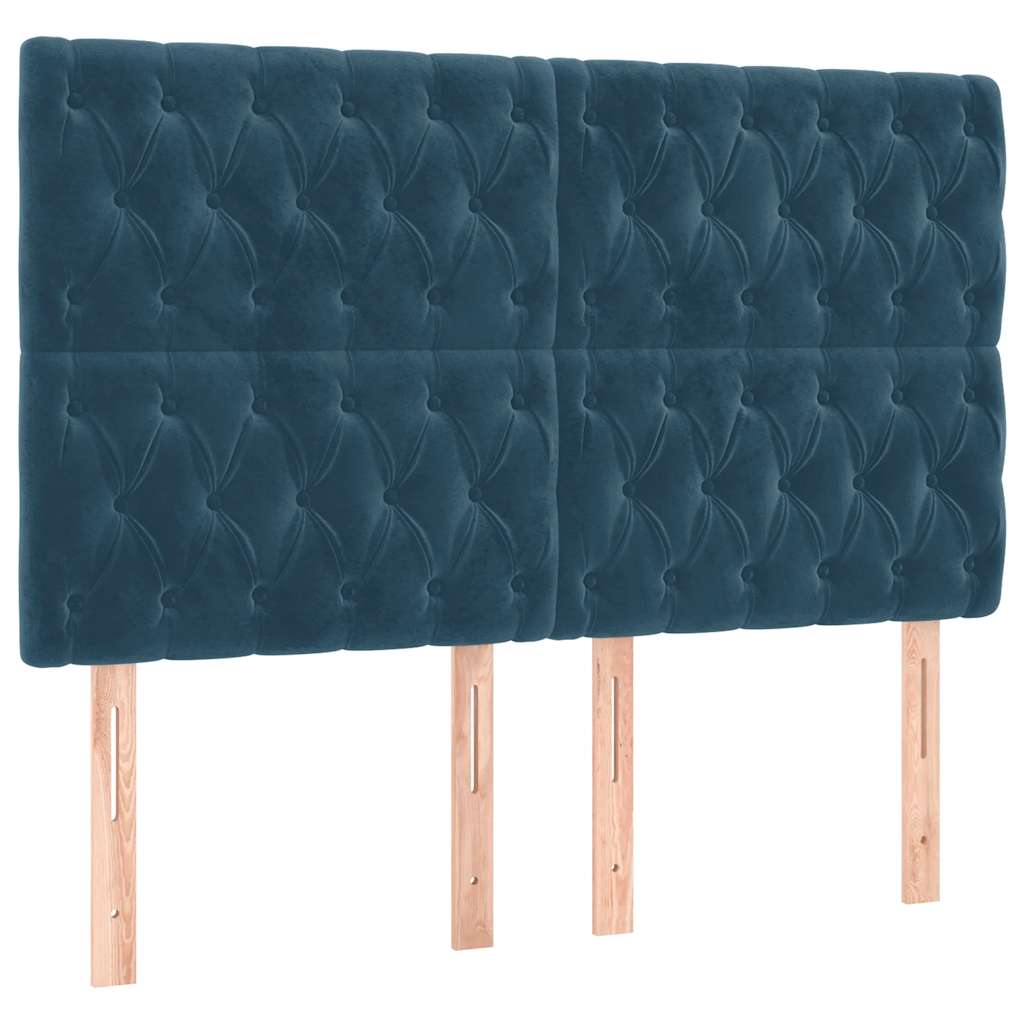 vidaXL Κρεβάτι Boxspring με Στρώμα Σκούρο Μπλε 140x190 εκ. Βελούδινο