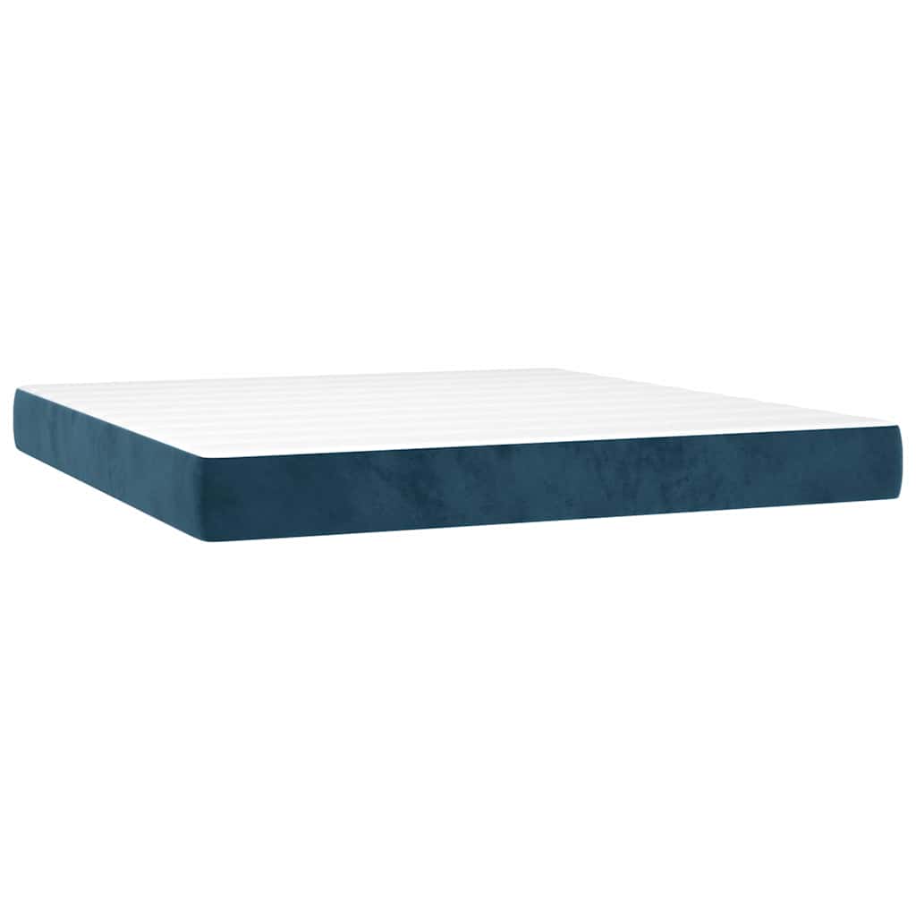 vidaXL Κρεβάτι Boxspring με Στρώμα Σκούρο Μπλε 140x200 εκ. Βελούδινο