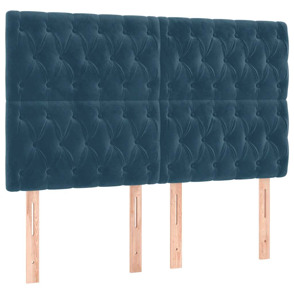 vidaXL Κρεβάτι Boxspring με Στρώμα Σκούρο Μπλε 140x200 εκ. Βελούδινο