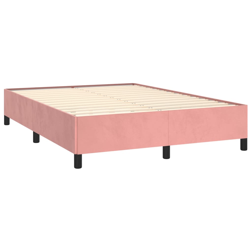 vidaXL Κρεβάτι Boxspring με Στρώμα Ροζ 140x200 εκ. Βελούδινο