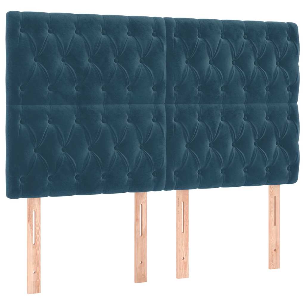 vidaXL Κρεβάτι Boxspring με Στρώμα Σκούρο Μπλε 160x200 εκ. Βελούδινο