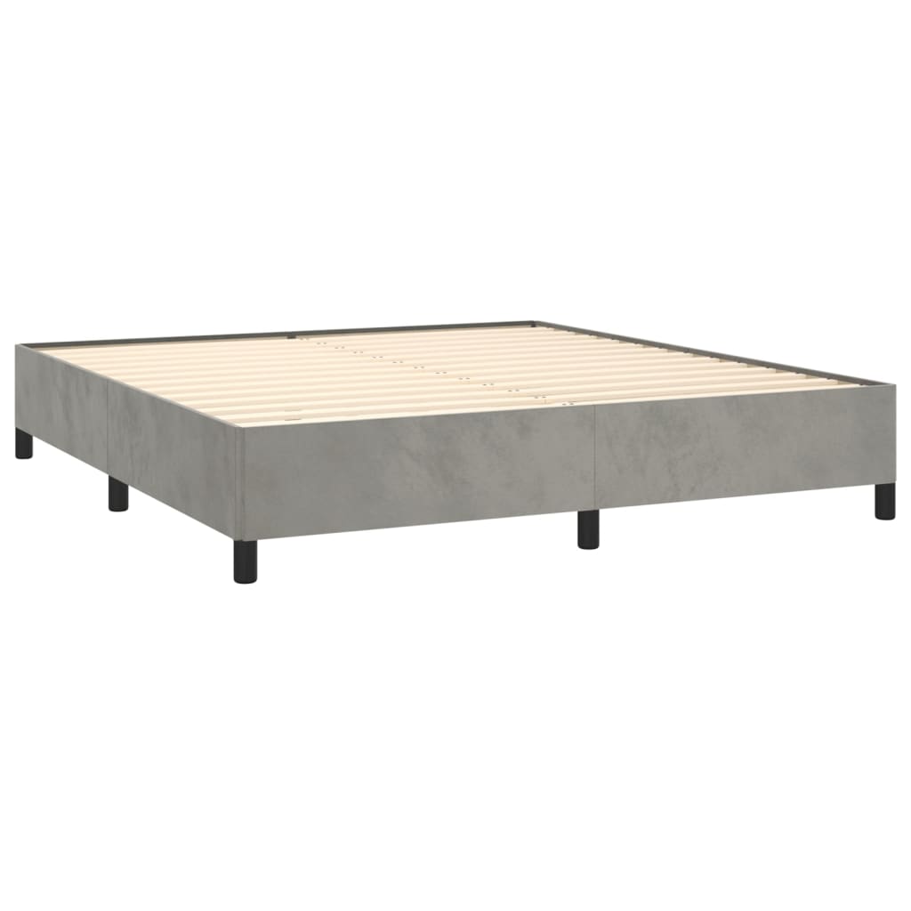 vidaXL Κρεβάτι Boxspring με Στρώμα Ανοιχτό Γκρι 180x200 εκ. Βελούδινο