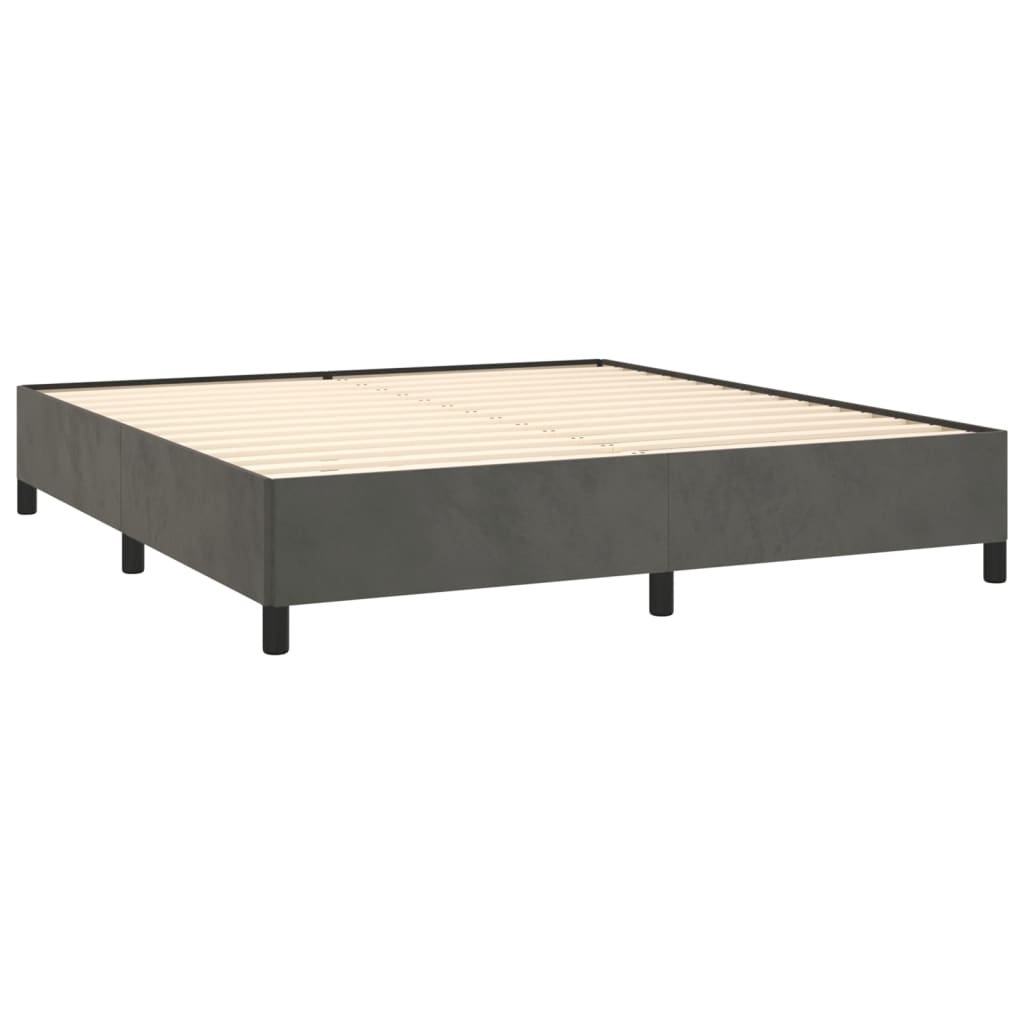 vidaXL Κρεβάτι Boxspring με Στρώμα Σκούρο Γκρι 180x200 εκ. Βελούδινο