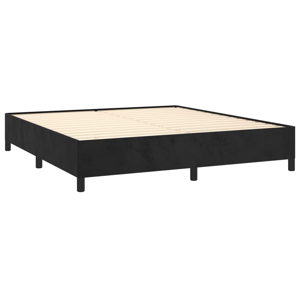 vidaXL Κρεβάτι Boxspring με Στρώμα Μαύρο 180x200 εκ. Βελούδινο
