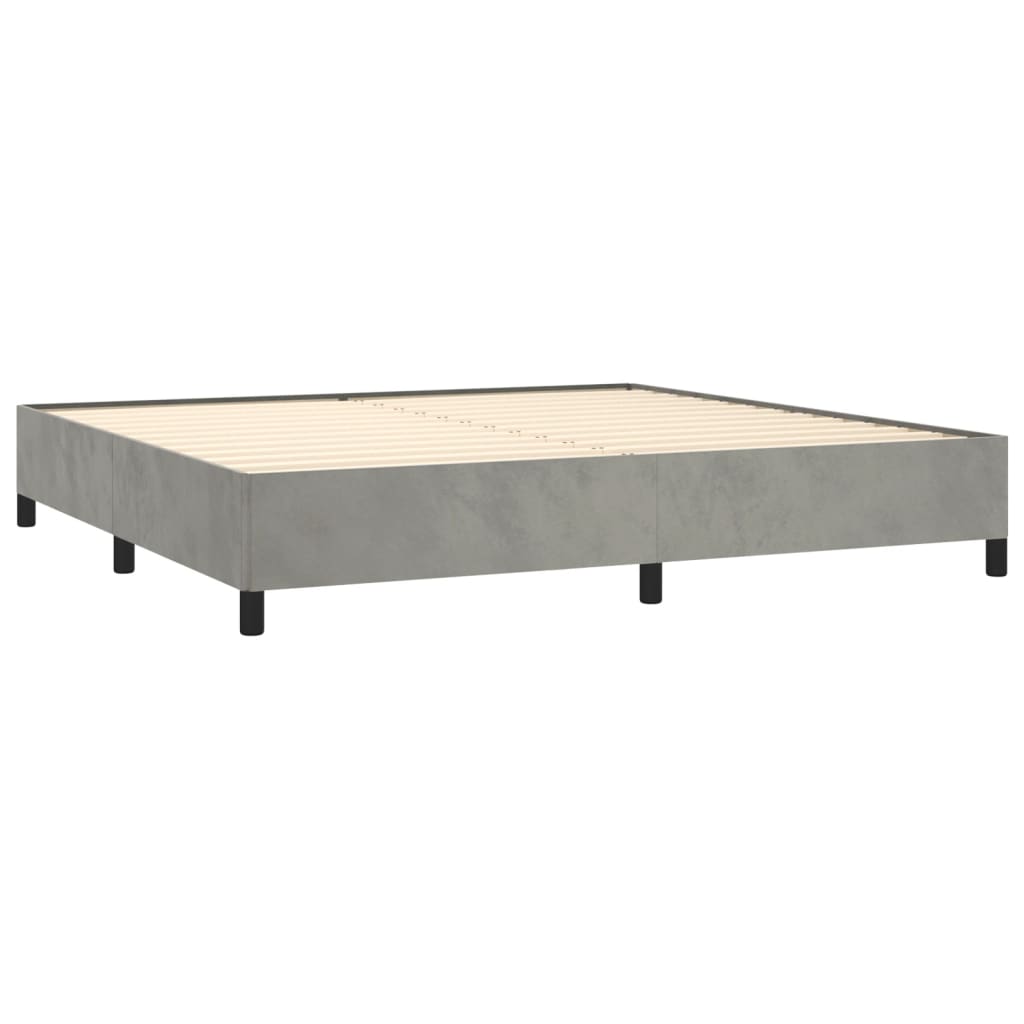 vidaXL Κρεβάτι Boxspring με Στρώμα Ανοιχτό Γκρι 200x200 εκ. Βελούδινο