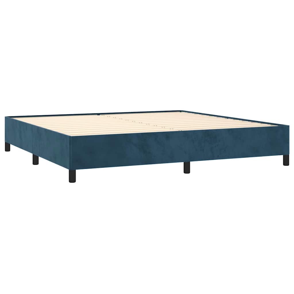 vidaXL Κρεβάτι Boxspring με Στρώμα Σκούρο Μπλε 200x200 εκ. Βελούδινο