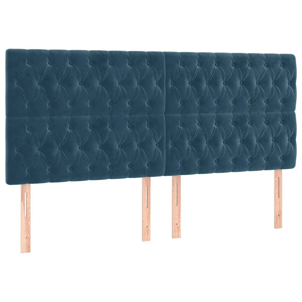 vidaXL Κρεβάτι Boxspring με Στρώμα Σκούρο Μπλε 200x200 εκ. Βελούδινο