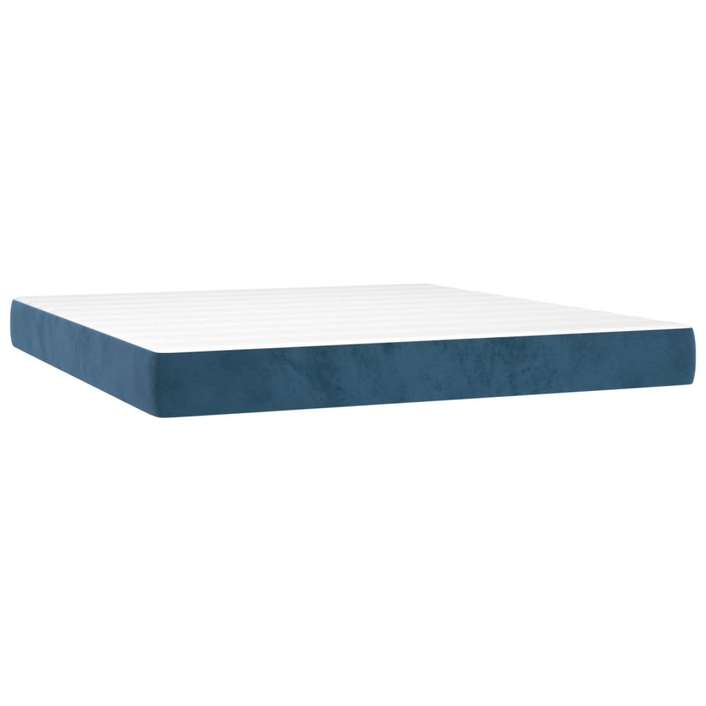 vidaXL Κρεβάτι Boxspring με Στρώμα Σκούρο Μπλε 90x200 εκ. Βελούδινο