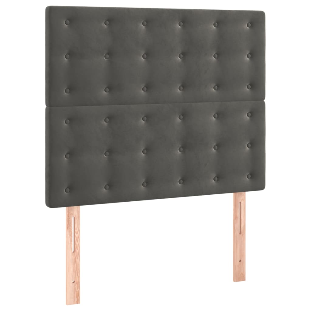 vidaXL Κρεβάτι Boxspring με Στρώμα Σκούρο Γκρι 100x200 εκ. Βελούδινο