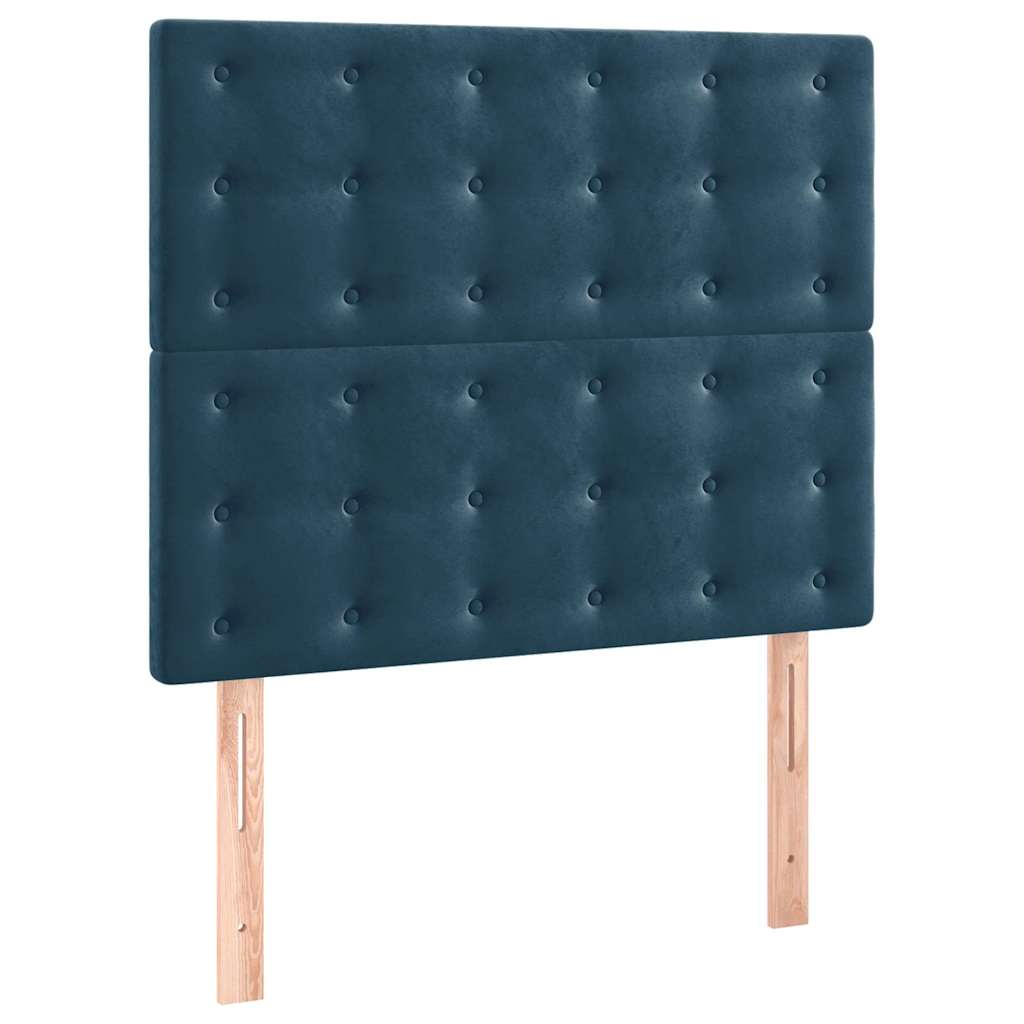 vidaXL Κρεβάτι Boxspring με Στρώμα Σκούρο Μπλε 100x200 εκ. Βελούδινο