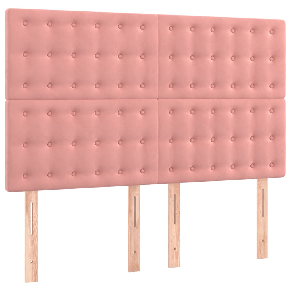 vidaXL Κρεβάτι Boxspring με Στρώμα Ροζ 140x190 εκ. Βελούδινο
